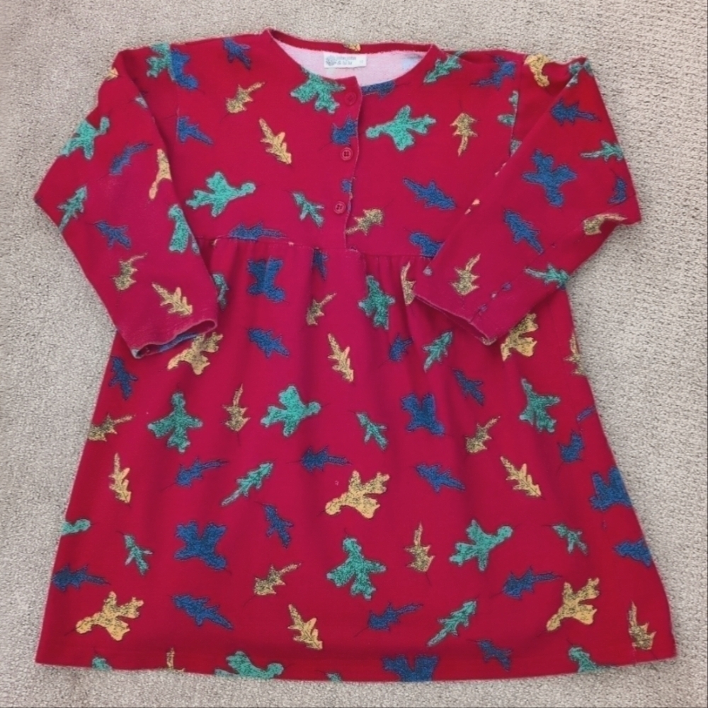 John John & Lu Lu Girls Long Sleeve Multi Colored Autumn Leaf A Line Dress